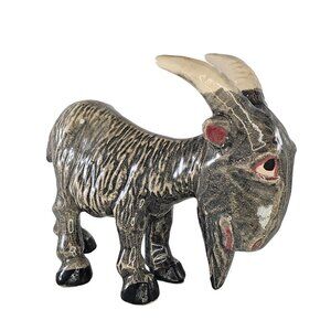 Ceramic Oscar The Billy Goat Figurine Gray Painted